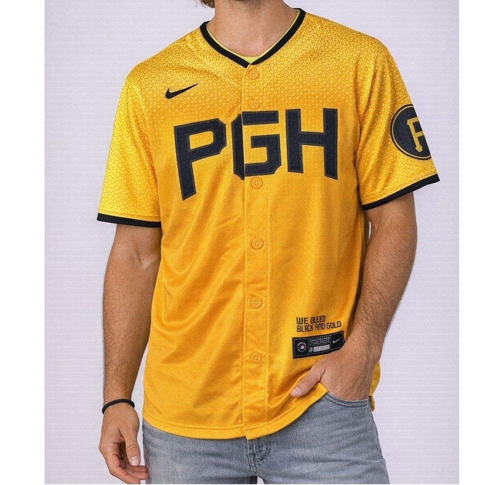 Nike Pittsburgh Pirates Ke'Bryan Hayes #13 Gold Jersey Men's L NWT MLB MSRP $160